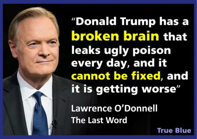 Donald Trump has a broken brain that leaks ugly poison every day, and it cannot be fixed, and it is getting worse - Lawrence O'Donnell; The Last Word on MNSBC